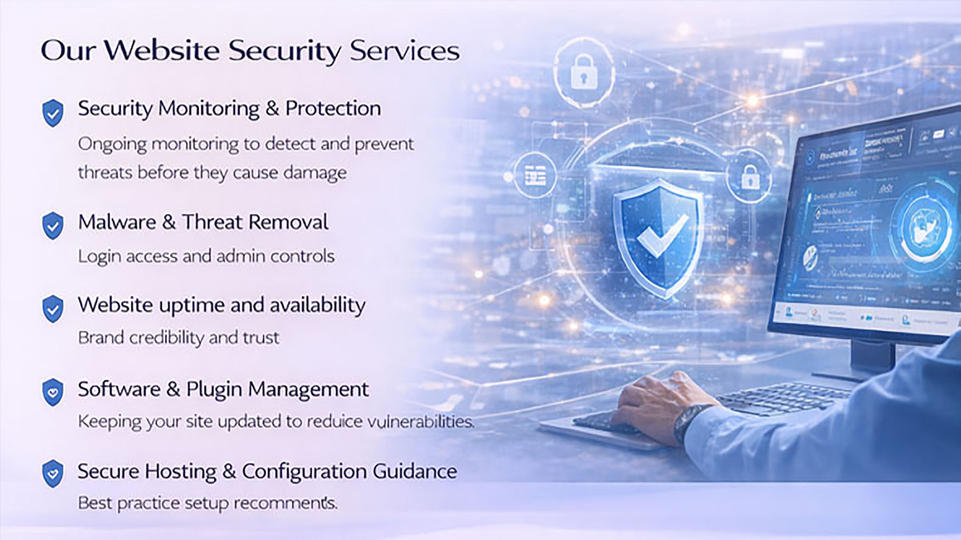 Website security services designed to protect business websites, data, and customer information